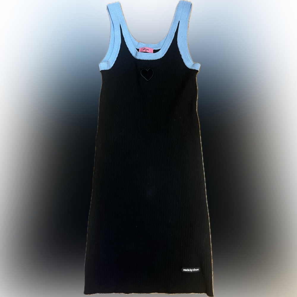 Black and Blue Body Con Heart Cutout Dress